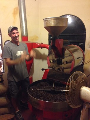 Mike the Coffee guy at Crossroads Cafe, the coffee place he runs here in Pana.